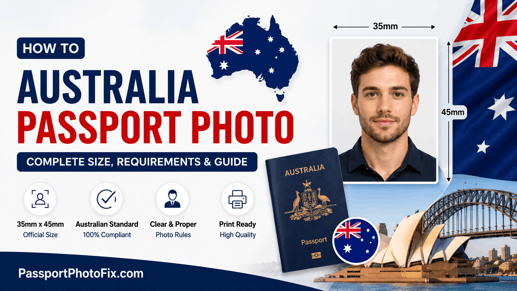 australia passport photo size