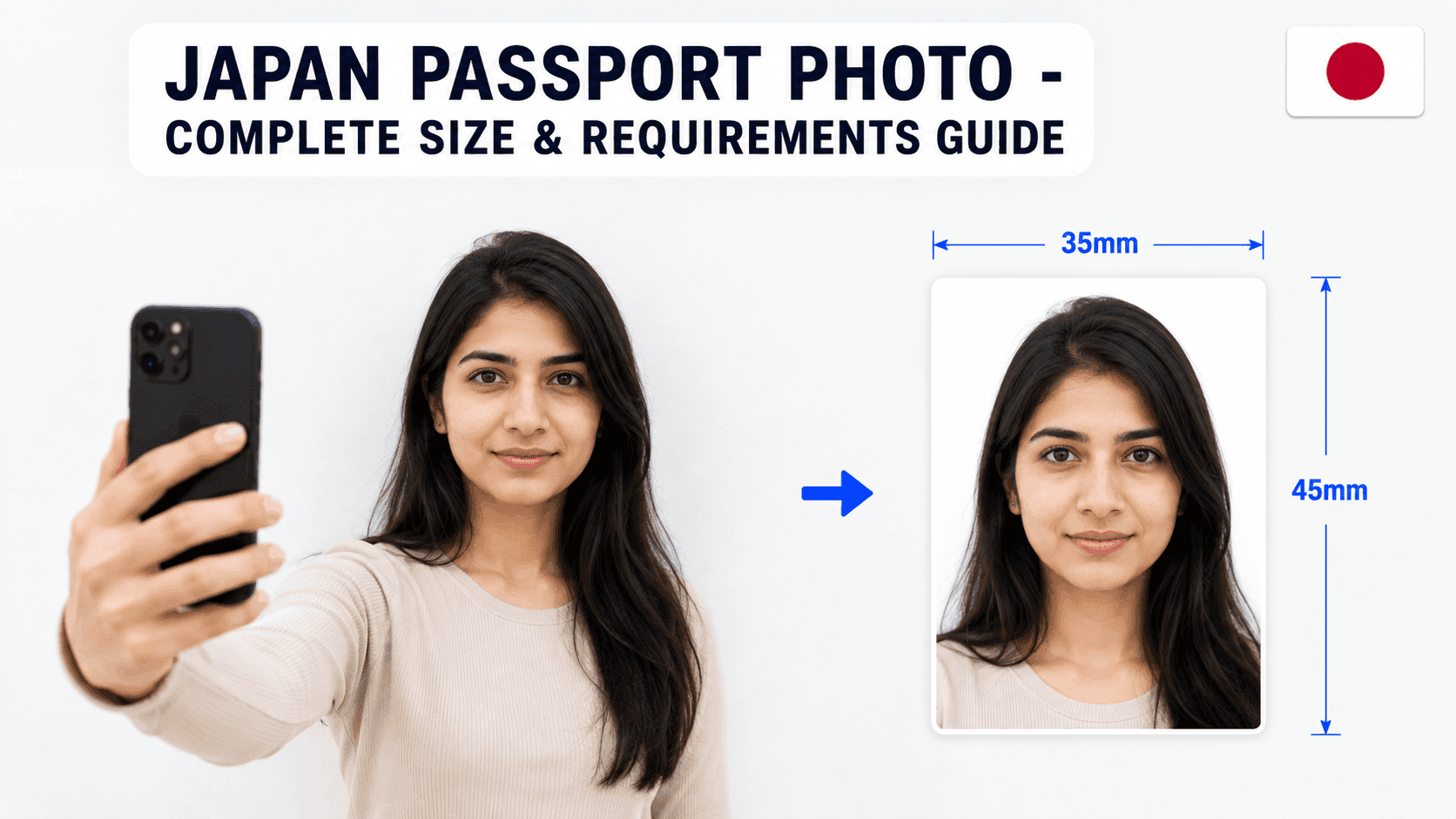 japan passport photo size